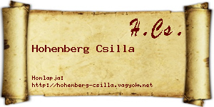 Hohenberg Csilla névjegykártya